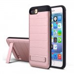 Wholesale iPhone 7 Plus Card Pocket Hybrid Case (RoseGold)